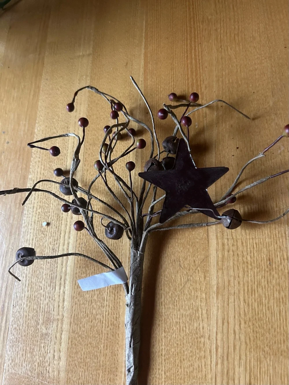 Rustic Wired Brown Berry with Bells Spray with Star Accent - Home Accents